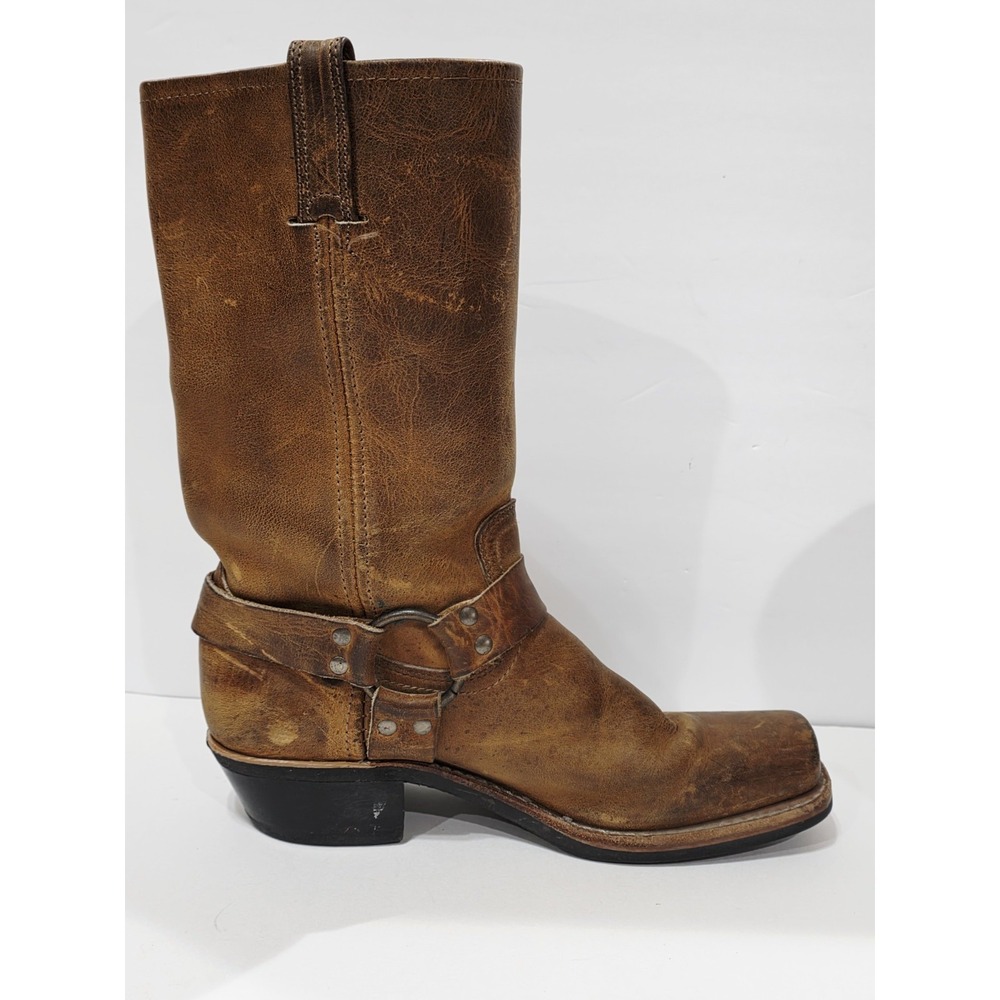 Frye 77300 Tan Brown Leather Boot Riding Moto Harness Women Biker 10 M Used RARE - Picture 16 of 16